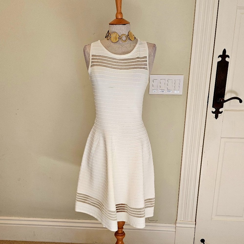 White French Connection Ribbed Skater Dress